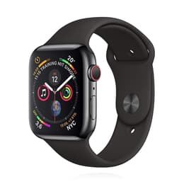 Apple Watch Series 4 (2018) GPS + Cellular 44 mm - Rostfreier Stahl Space Schwarz - Sportarmband Schwarz