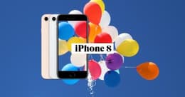 iPhone 8 in Schwarz, Weiß und Rosa mit Ballons im Hintergrund